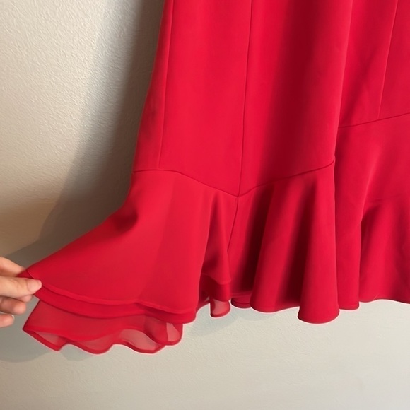 Sam Edelman Asymmetrical Sleeveless Red Dress Sz12 Knee Length Women Party EUC - Picture 3 of 10